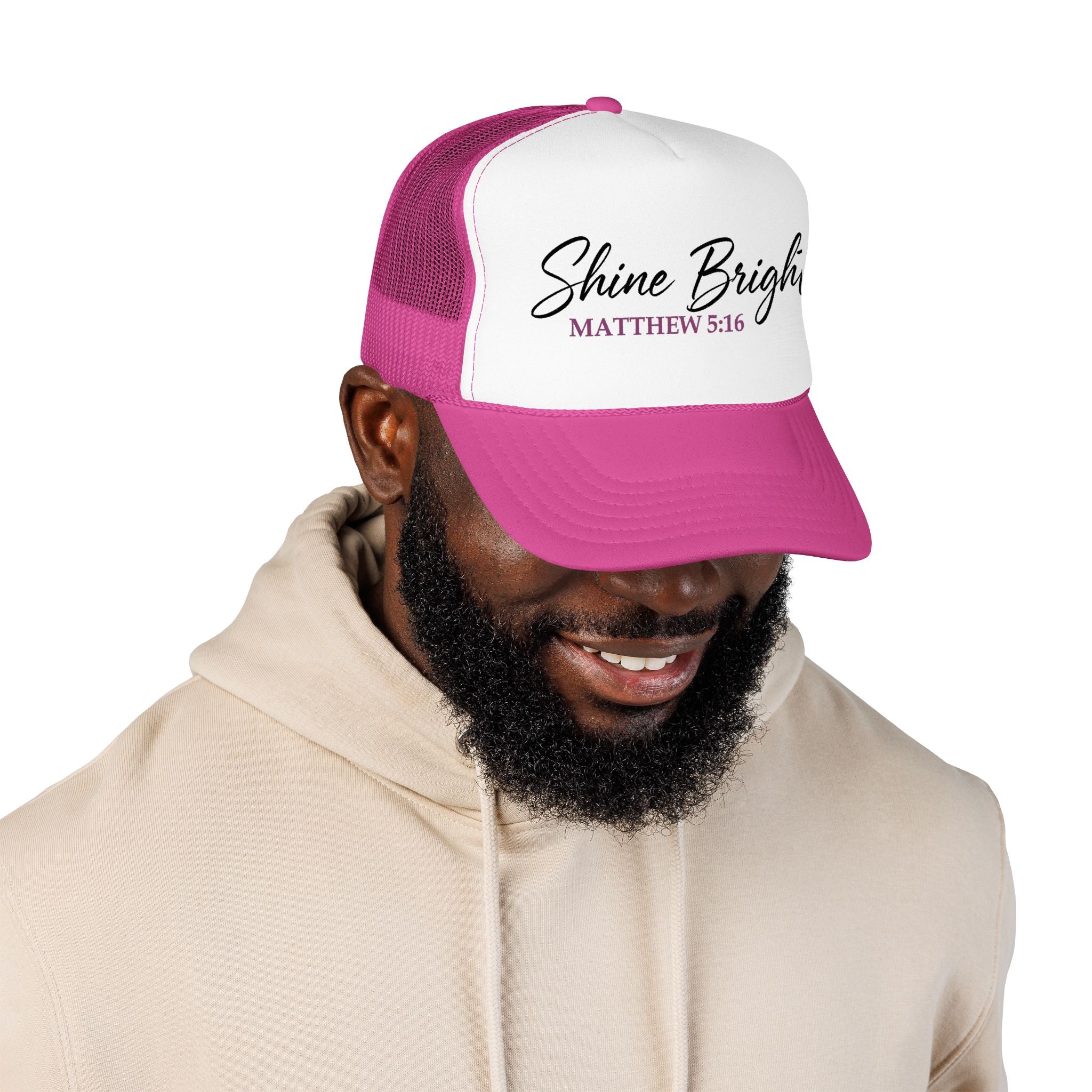 Shine Bright Trucker Hat (Hot Pink) — Matthew 5:16 — Otto Cap 39-165