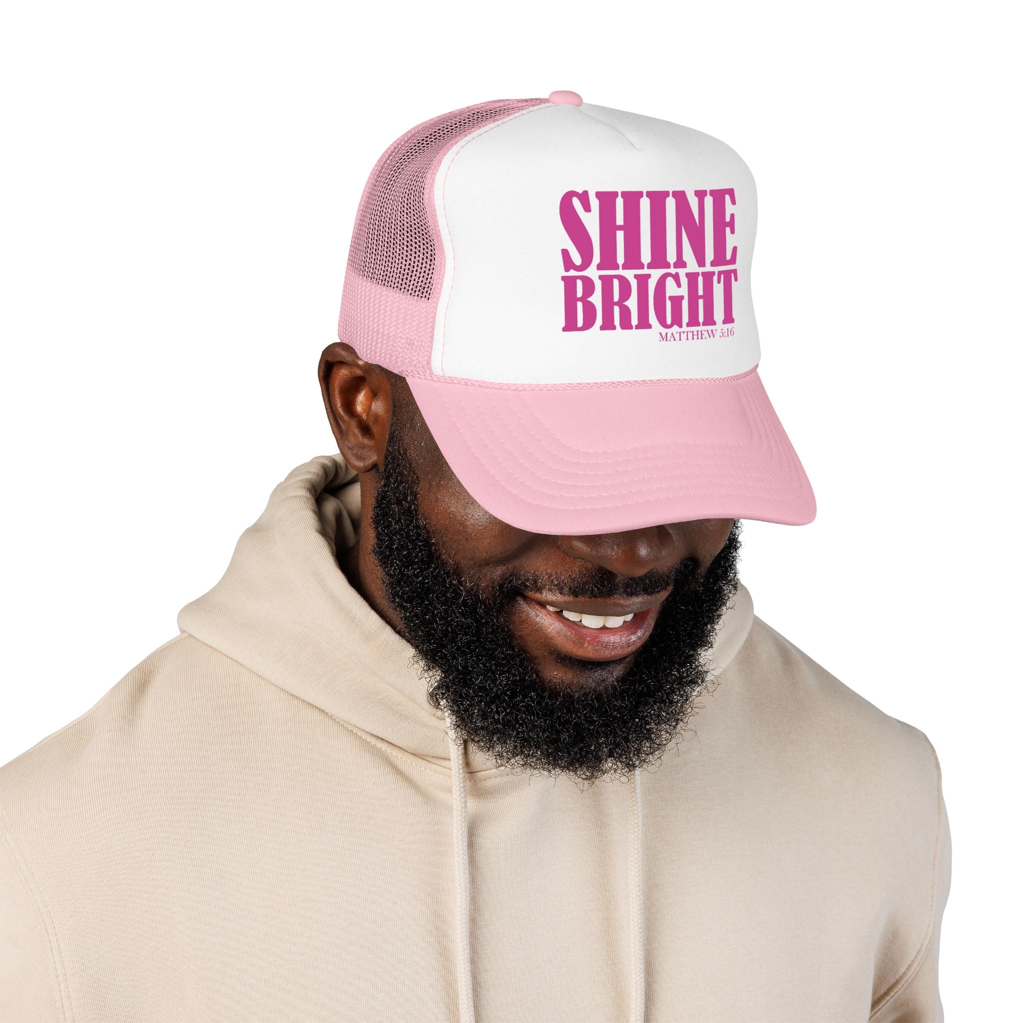 Shine Bright Trucker Hat (Soft Pink) — Matthew 5:16 — Otto Cap 39-165