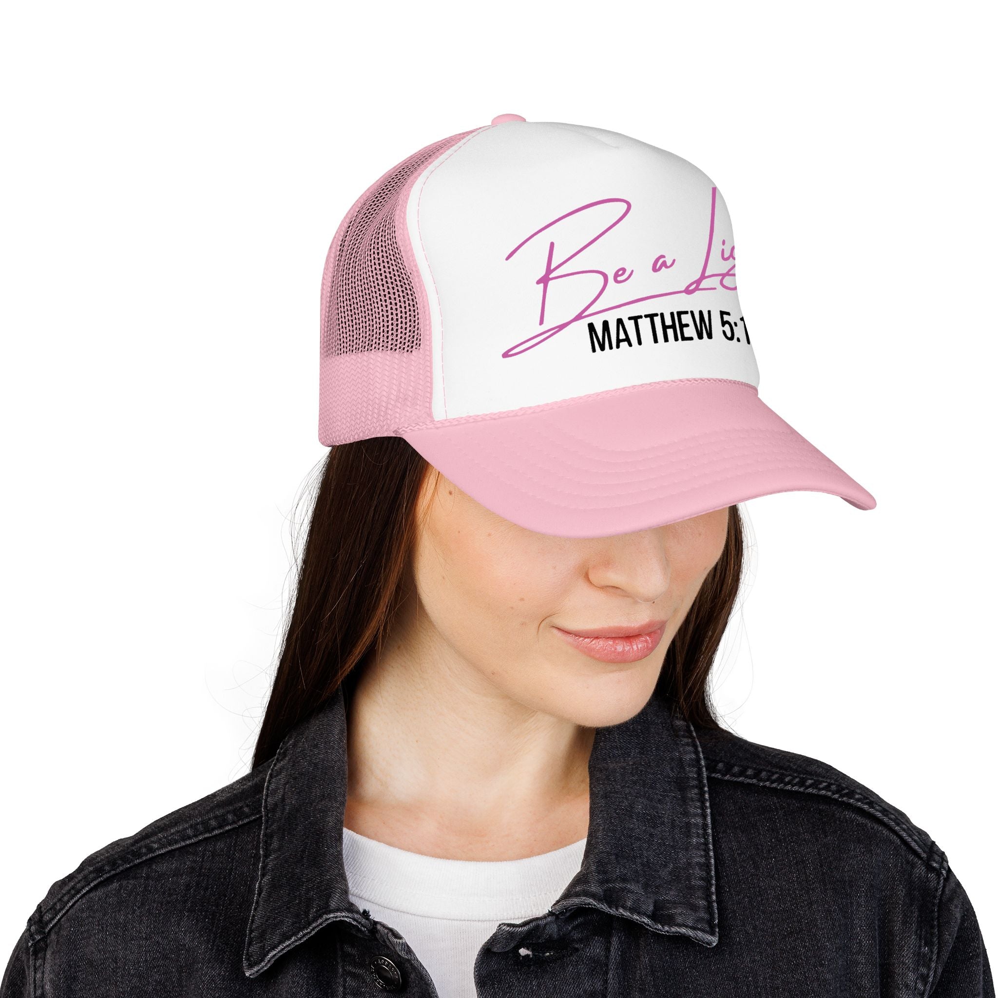Shine Bright Trucker Hat (Soft Pink) — Matthew 5:16 — Otto Cap 39-165