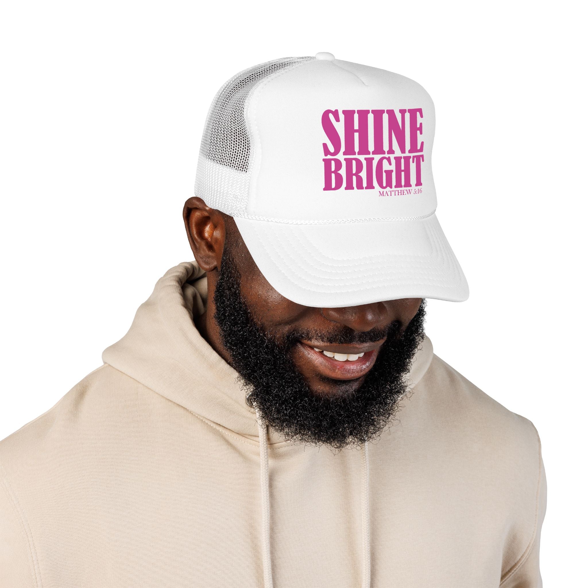 Shine Bright Trucker Hat (Soft Pink) — Matthew 5:16 — Otto Cap 39-165