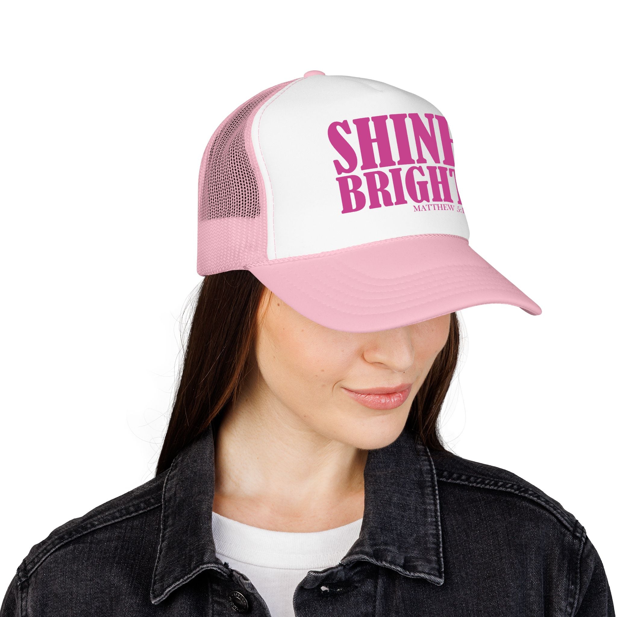 Shine Bright Trucker Hat (Soft Pink) — Matthew 5:16 — Otto Cap 39-165